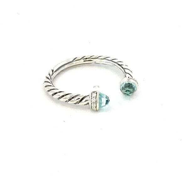 David Yurman Diamond Prasiolite Ring Size 8 Sterling Silver Estate DY600 - Picture 6 of 9